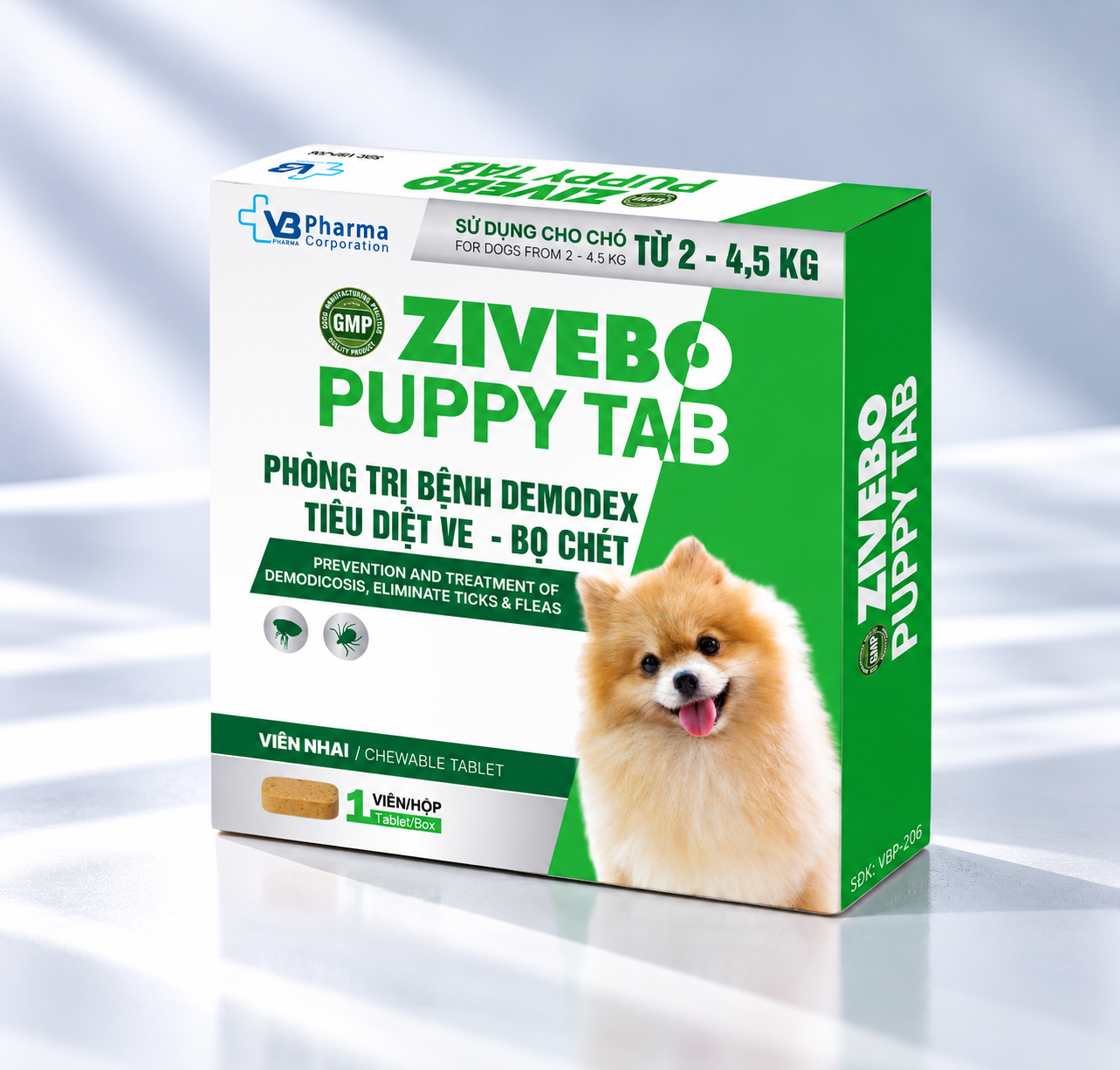 VIÊN NHAI TRỊ VE,GHẺ, RẬN - ZIVEBO PUPPY TAB - CHO CHÓ NẶNG 2 - 4,5 kg