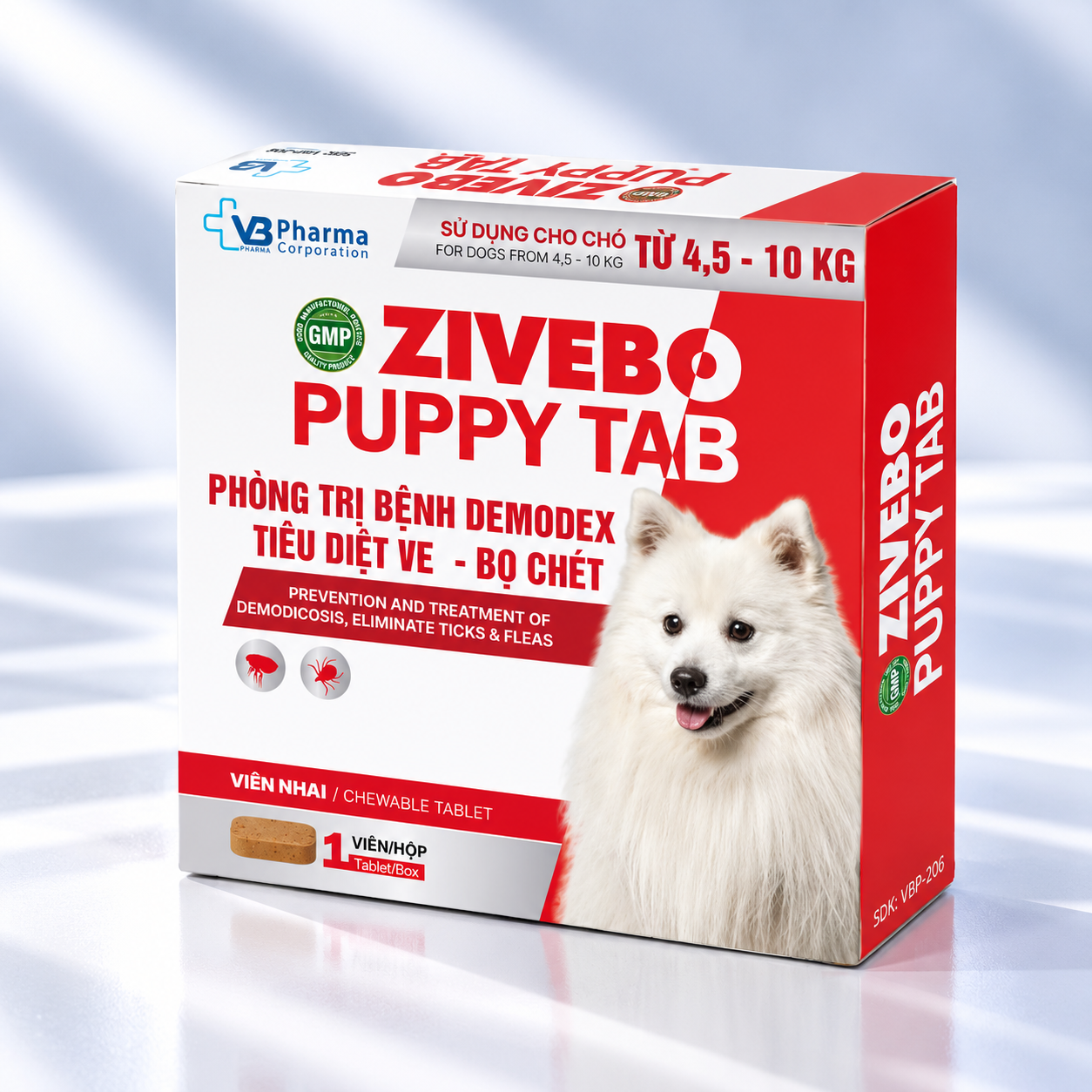 VIÊN NHAI TRỊ VE,GHẺ, RẬN - ZIVEBO PUPPY TAB - CHO CHÓ NẶNG 4.5 - 10 kg