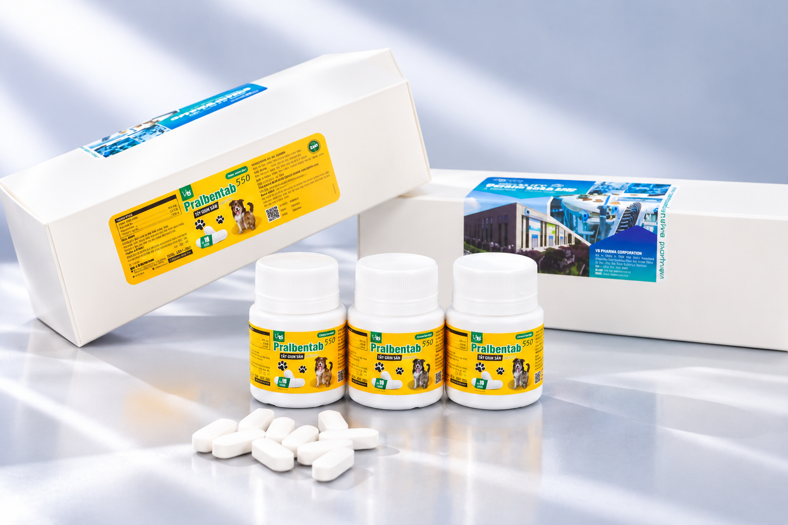 PRALBENTAB 550 - Viên thuốc tẩy Giun - Sán cho chó, mèo - Lọ 10 viên