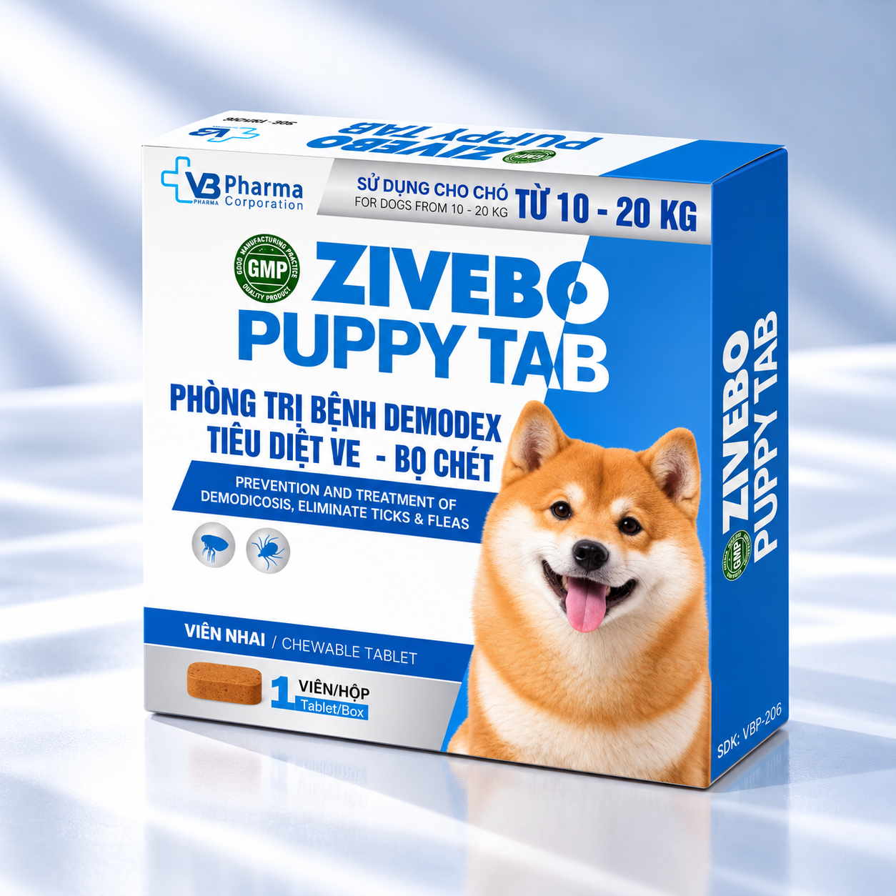 VIÊN NHAI TRỊ VE,GHẺ, RẬN - ZIVEBO PUPPY TAB - CHO CHÓ NẶNG  10 - 20 kg